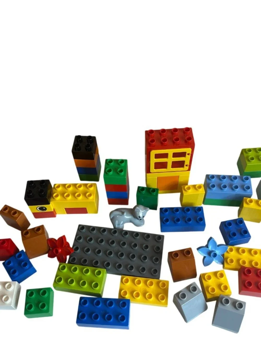 LEGO Duplo Large Lot of Building Bricks Cat Windows Baseplate Flower Etc.